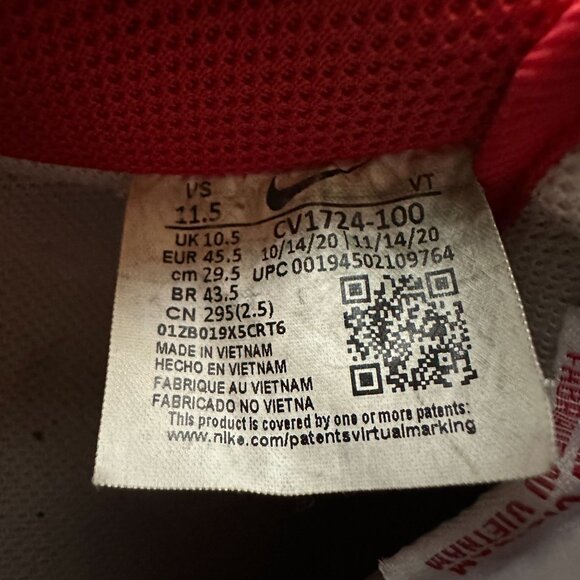 Nike Air Force 1 Mens Size 11.5 White & Red Leather Sneakers main image 8